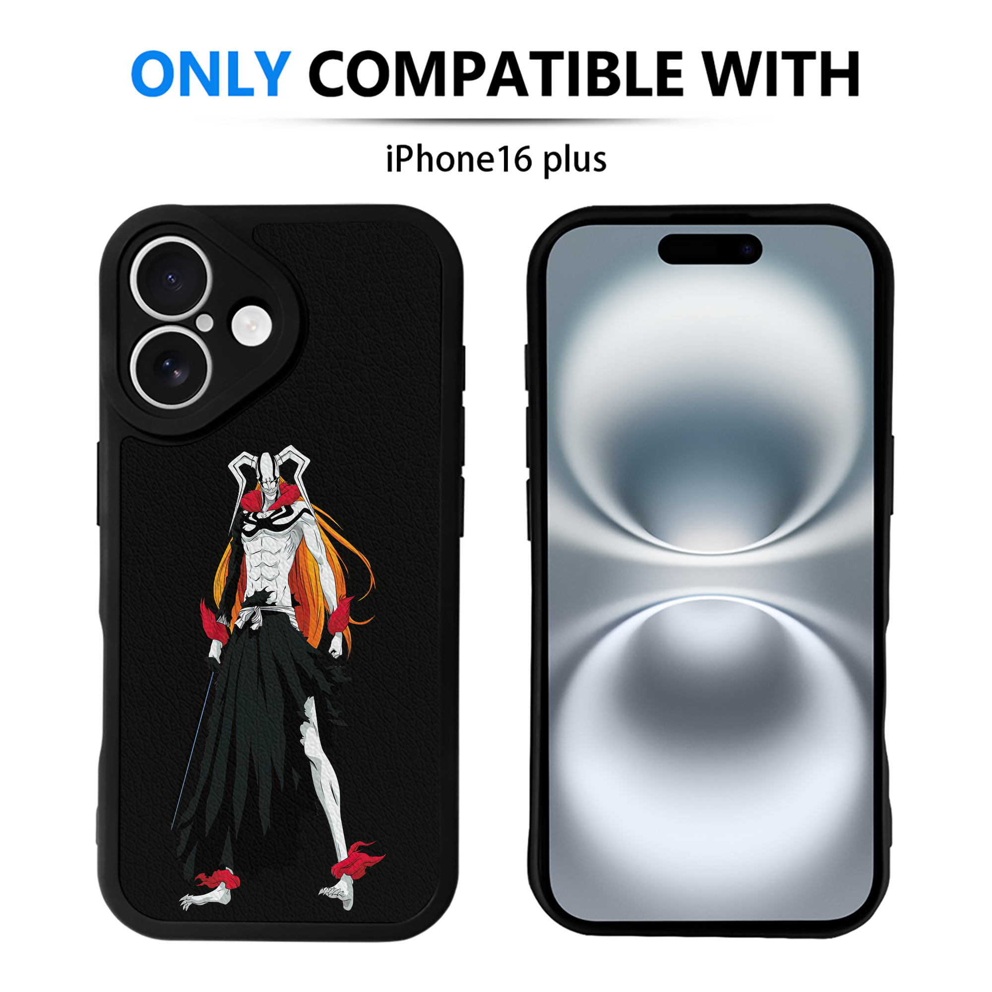 ブリーチ 黒崎一護（くろさき いちご）BLEACH Kurosaki Ichigo 【iPhone 16シリーズ対応】シリコンスマホケース（レザー調） 材質：シリコン